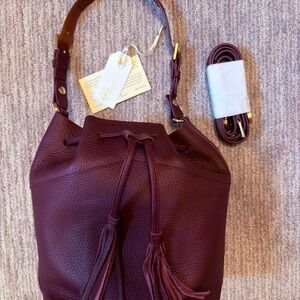 Gigi New York Purple Leather Bucket Bag brand new